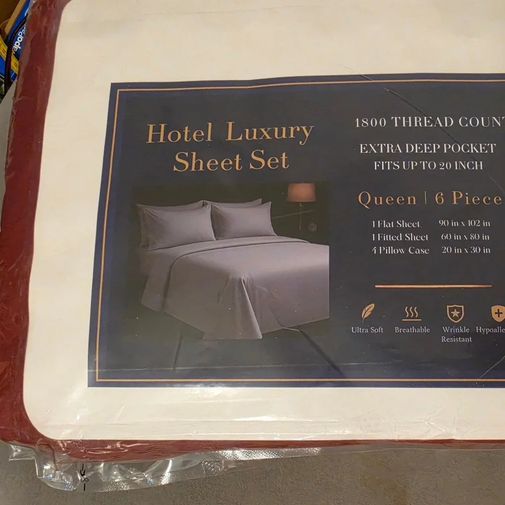 Hotel Luxury 6 Piece Sheet Set Queen 1800 Thread Count Brick Red Deep Pocket